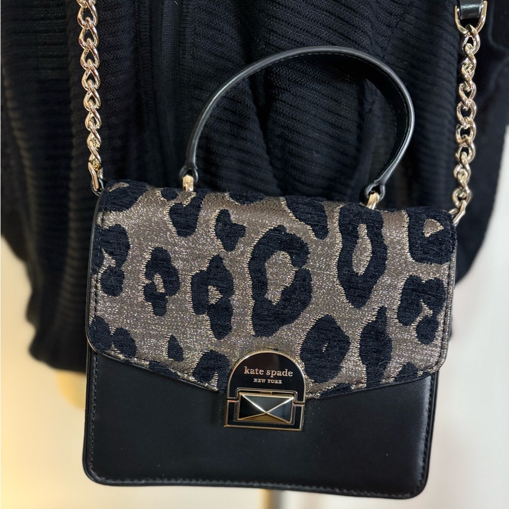 Kate Spade Black and Leopard Crossbody Bag Purse - Picture 2 of 16